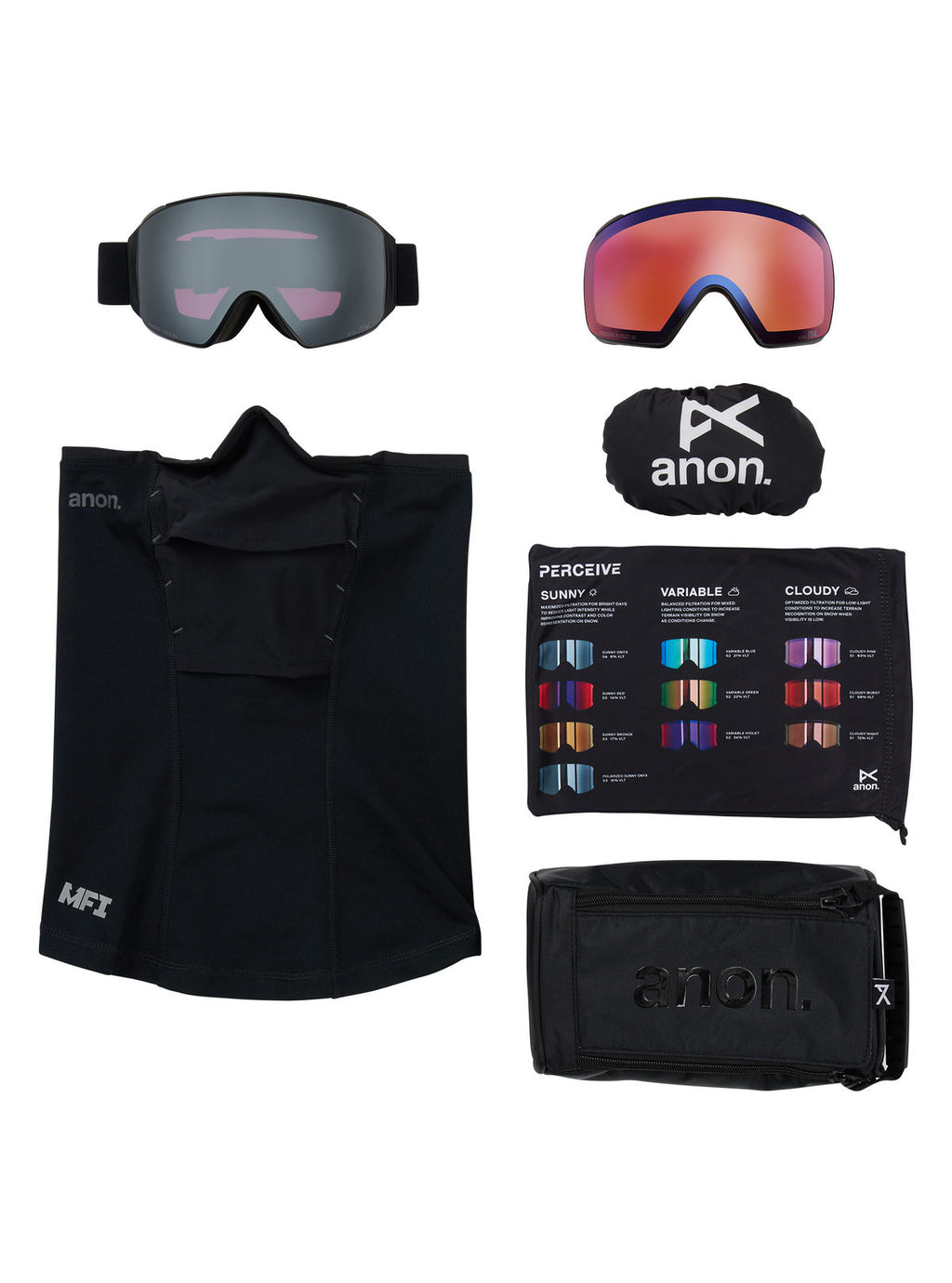 Anon M4 Goggles (Toric) + Bonus Lens + MFI Face Mask - Smoke / Perceive Sunny Onyx - Anon Magnatech Goggle - alternate view 6