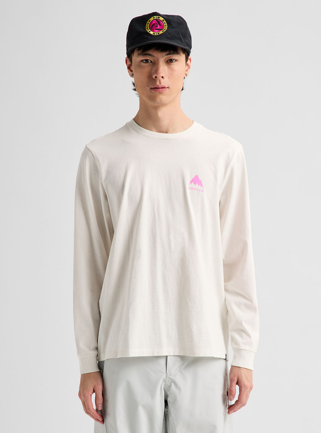 Men's Burton Elite Long Sleeve T-Shirt - Stout White/Shockwave Pink - Burton LS Tee Apparel - alternate view 3