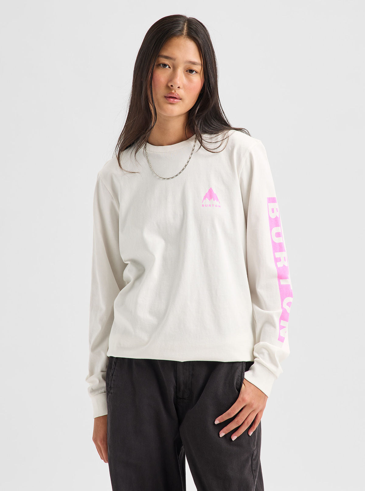 Men's Burton Elite Long Sleeve T-Shirt - Stout White/Shockwave Pink - Burton LS Tee Apparel - alternate view 7