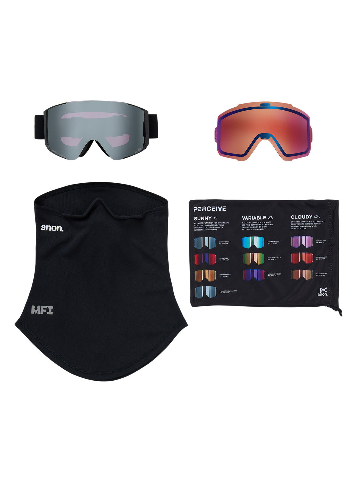Anon Sync Goggles + Bonus Lens + MFI Face Mask - Smoke / Perceive Sunny Onyx - Anon M-Fusion Goggle - alternate view 6