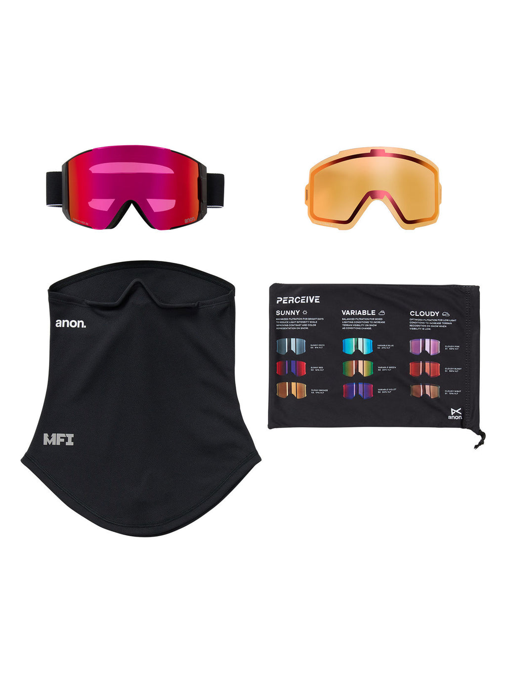 Anon Sync Goggles + Bonus Lens + MFI Face Mask - Black / Perceive Sunny Red - Anon M-Fusion Goggle - alternate view 6