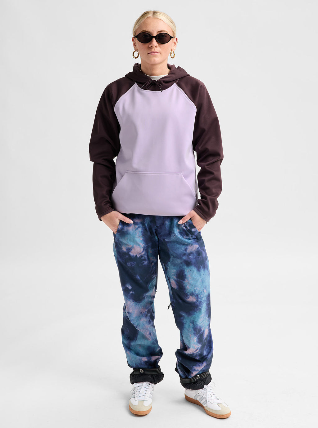 Women's Burton Crown Weatherproof Pullover Fleece - Bear Hug Brown/Moondust Purple - Burton Pullover Hoodie Apparel - alternate view 2