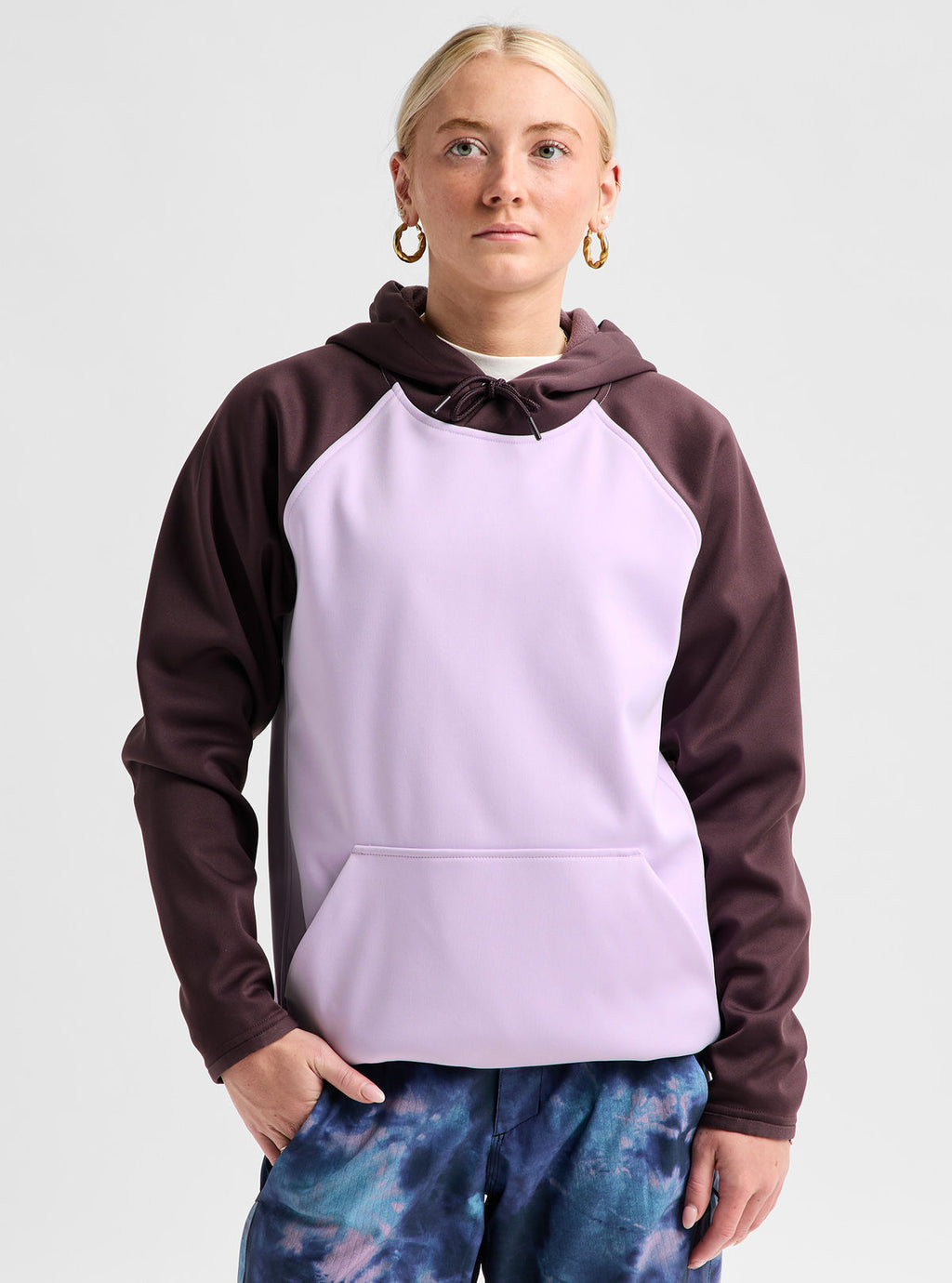 Women's Burton Crown Weatherproof Pullover Fleece - Bear Hug Brown/Moondust Purple - Burton Pullover Hoodie Apparel - alternate view 3