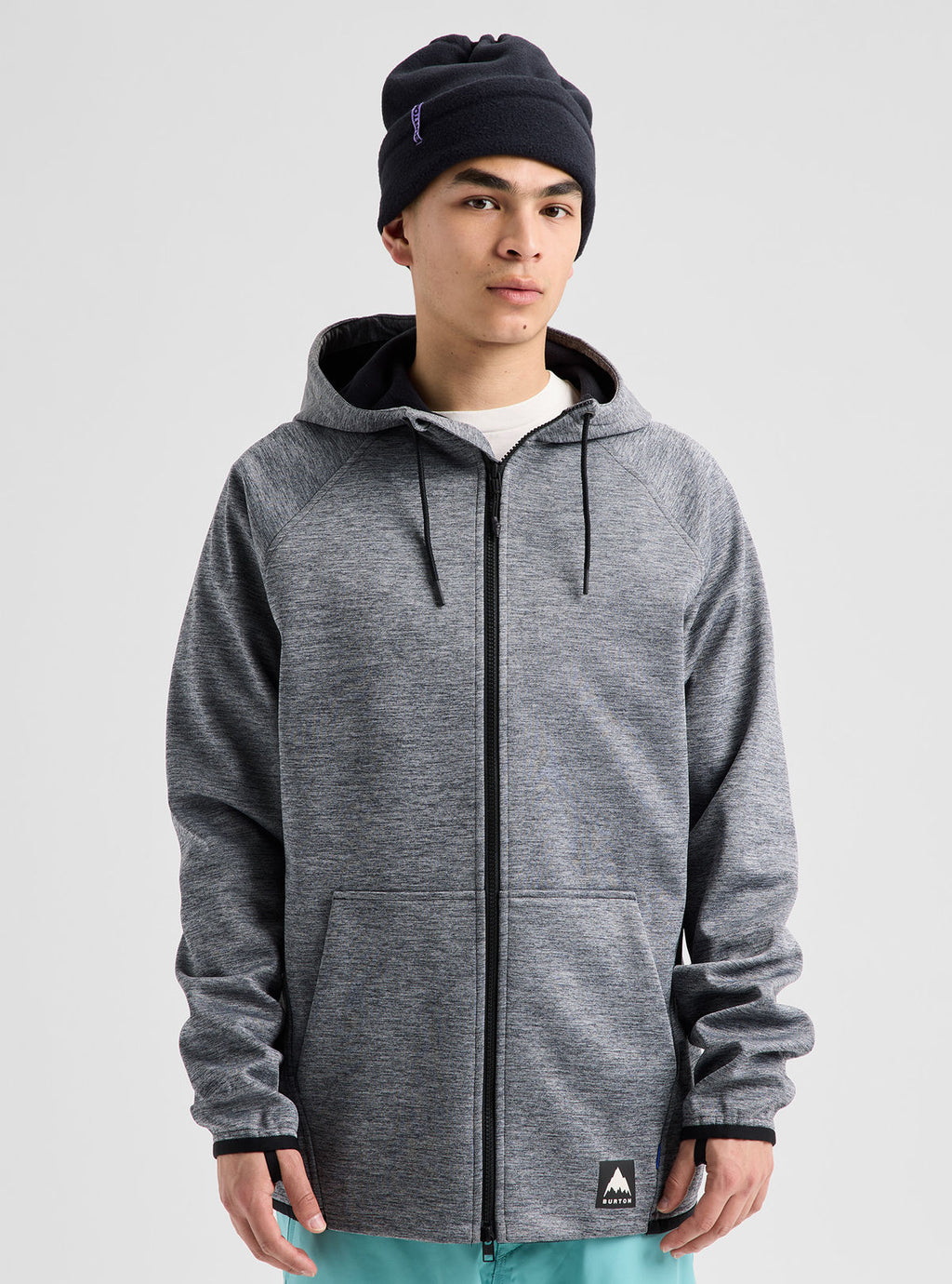 Men's Burton Crown Weatherproof Full-Zip Fleece - True Black Heather - Burton Full Zip Apparel - alternate view 3