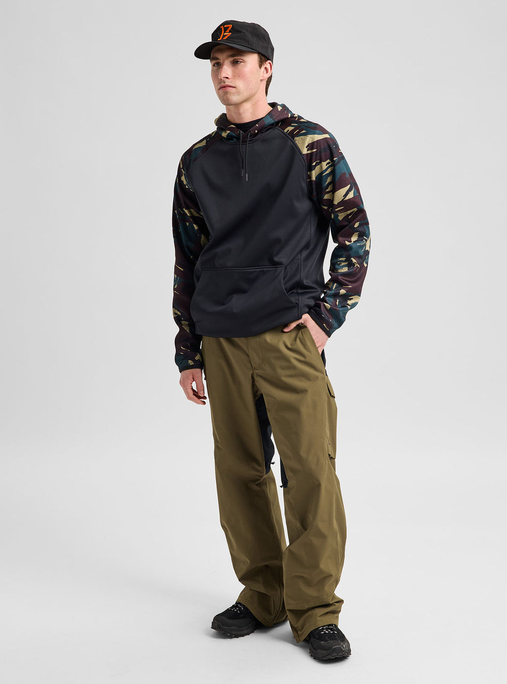 Men's Burton Crown Weatherproof Pullover Fleece - Seersucker/True Black - Burton Pullover Hoodie Apparel - alternate view 2