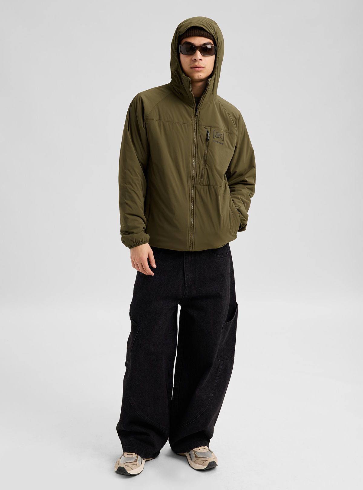 Men's Burton [ak] Helium Hooded Stretch Insulated Jacket - Dried Moss - Burton Jacket Mid - alternate view 2