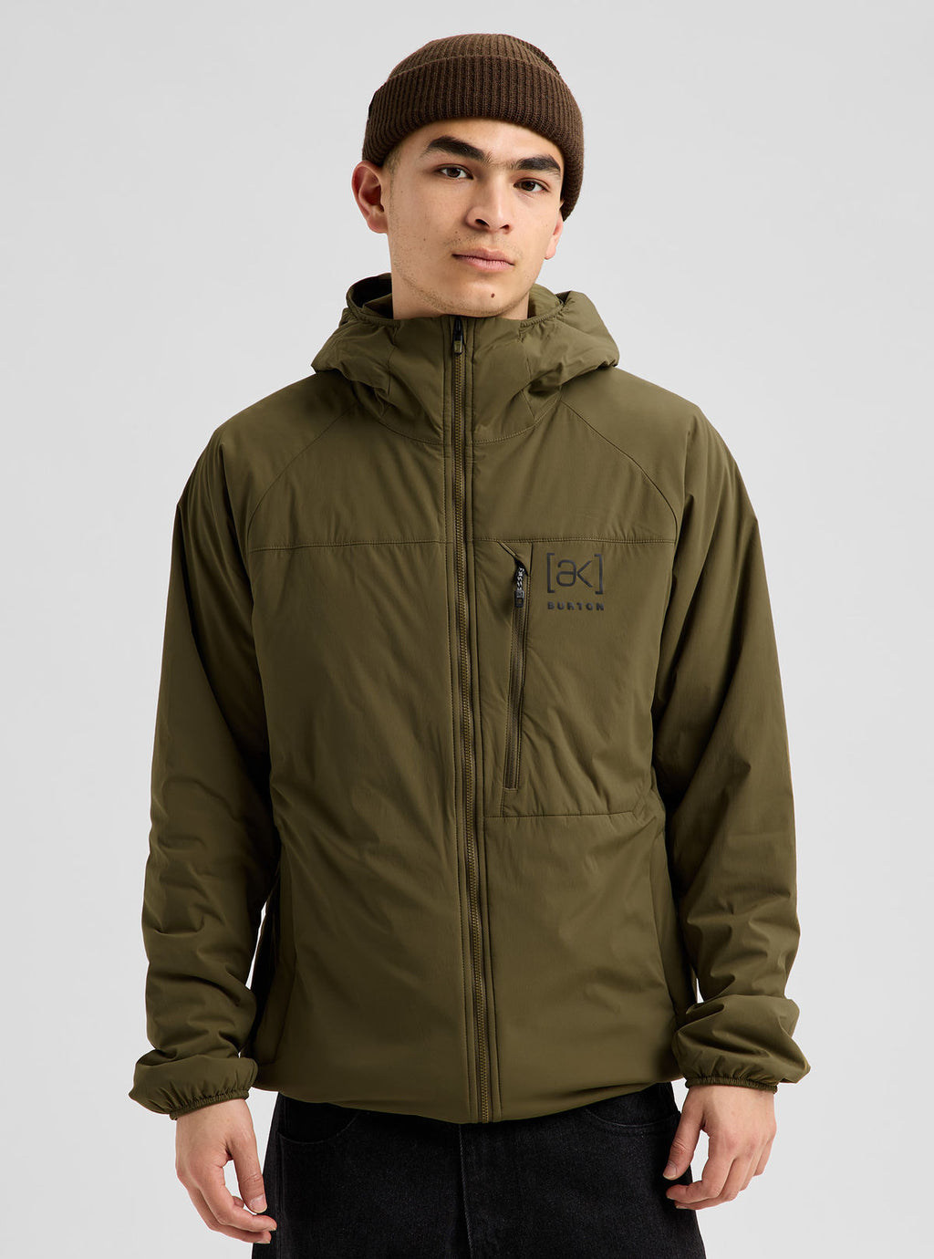 Men's Burton [ak] Helium Hooded Stretch Insulated Jacket - Dried Moss - Burton Jacket Mid - alternate view 3