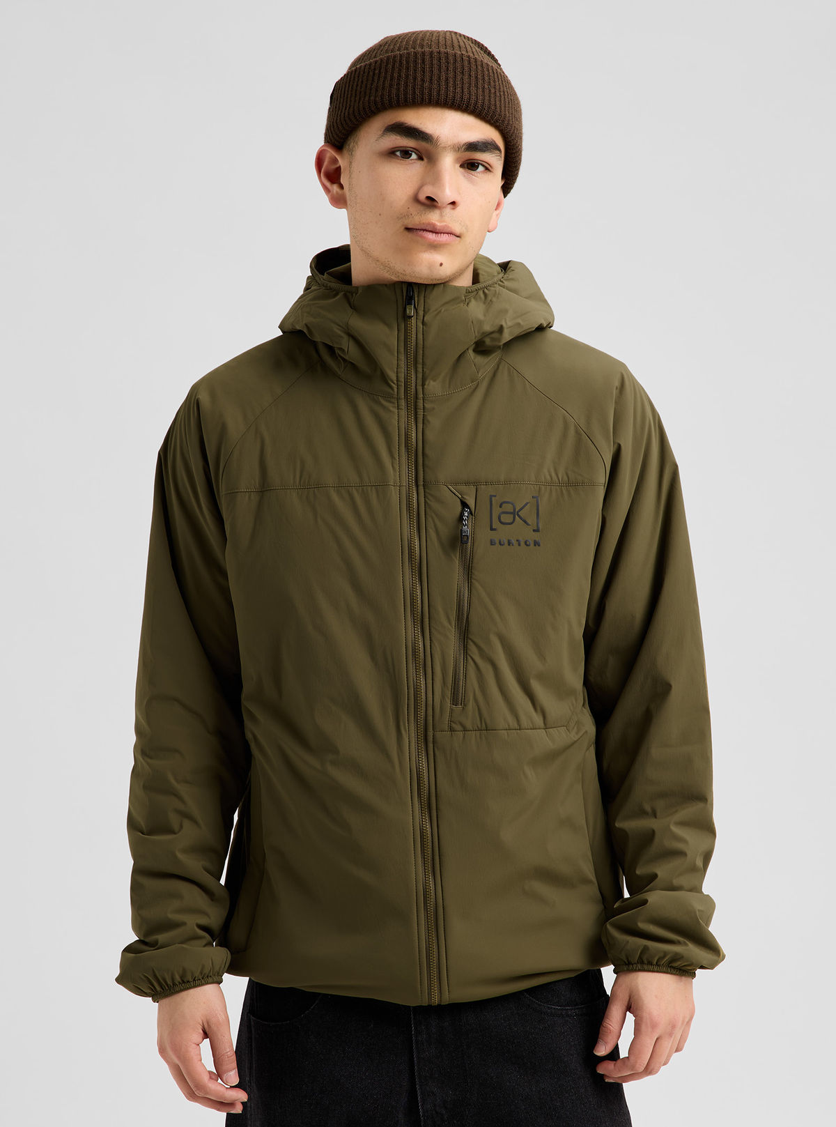 Men's Burton [ak] Helium Hooded Stretch Insulated Jacket - Dried Moss - Burton Jacket Mid - alternate view 3