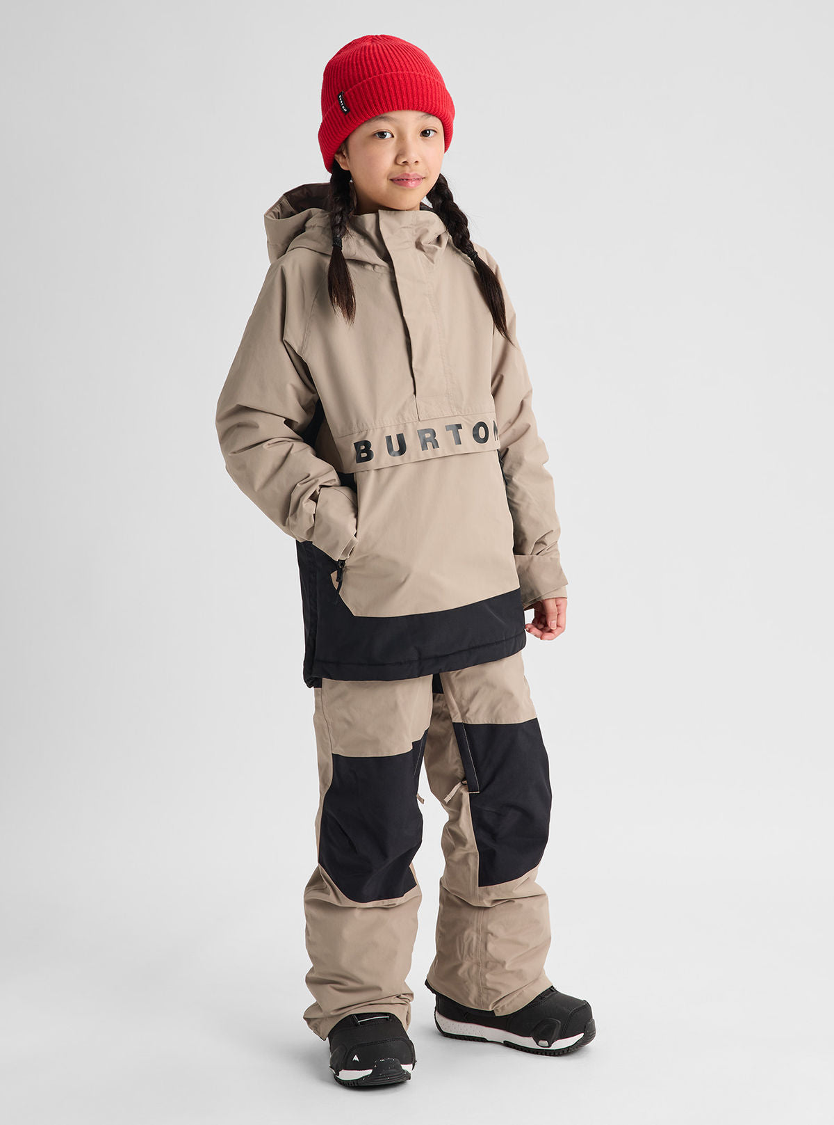 Kids' Burton Frostner 2L Anorak Jacket - Summit Taupe/True Black - Burton Anorak Outerwear - alternate view 2