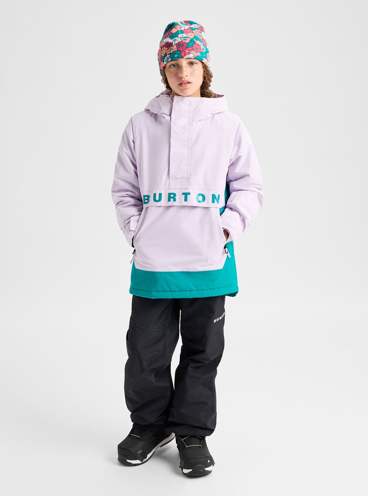 Kids' Burton Frostner 2L Anorak Jacket - Moondust Purple/Pacific Teal - Burton Anorak Outerwear - alternate view 2
