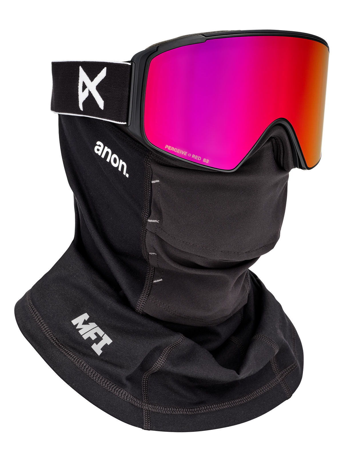 Anon M4S Goggles (Cylindrical) + Bonus Lens + MFI Face Mask - Black / Perceive Sunny Red - Anon Magnatech Goggle - alternate view 5