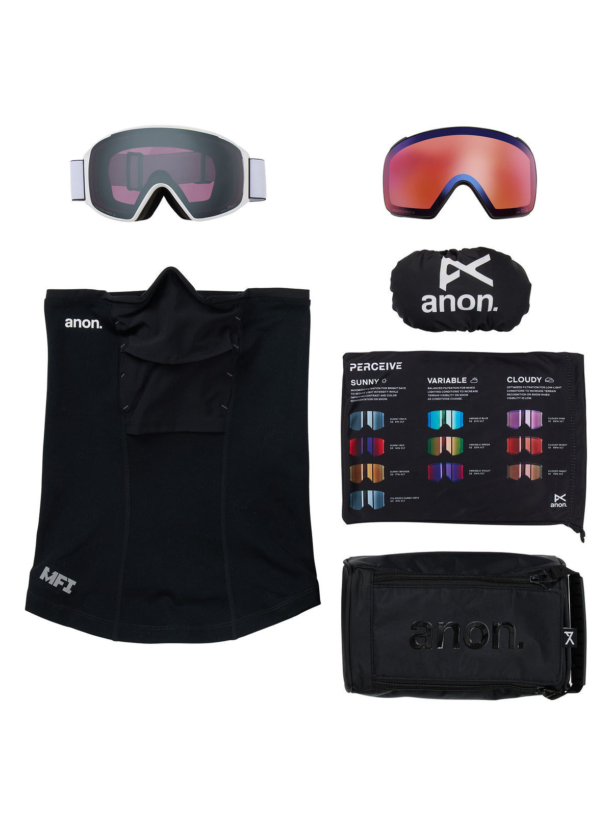 Anon M4S Goggles (Toric) + Bonus Lens + MFI Face Mask - White / Perceive Sunny Onyx - Anon Magnatech Goggle - alternate view 6