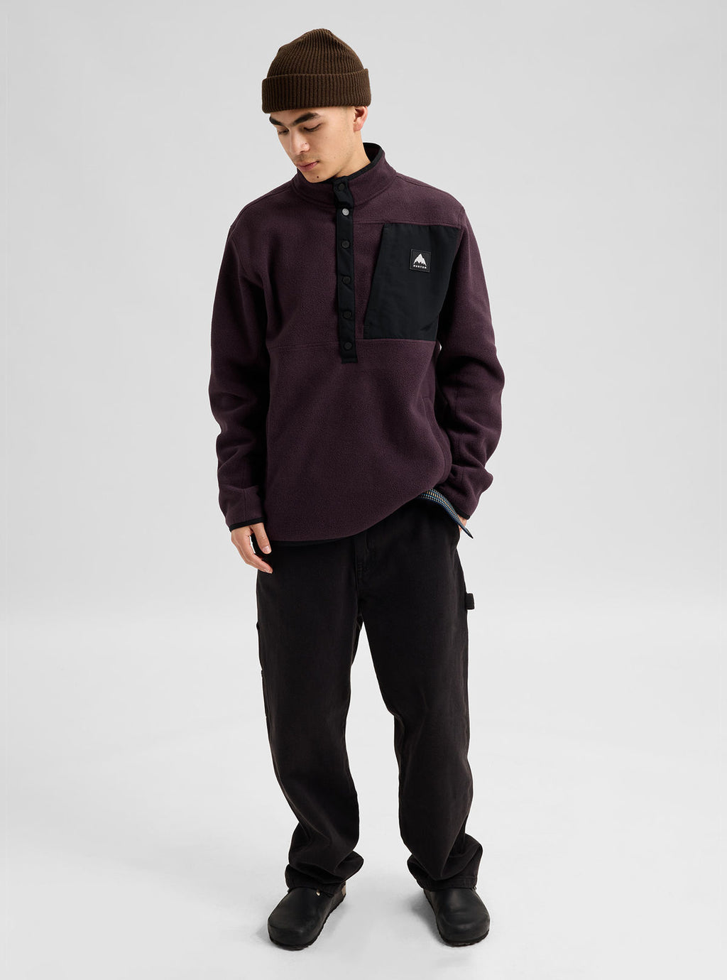 Men's Burton Cinder Pullover Fleece - Bear Hug Brown - Burton Quarter Pullover Apparel - alternate view 2