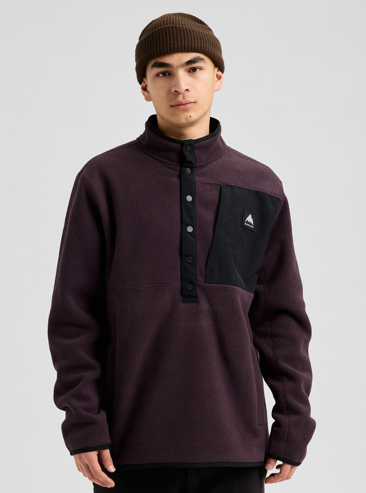 Men's Burton Cinder Pullover Fleece - Bear Hug Brown - Burton Quarter Pullover Apparel - alternate view 3