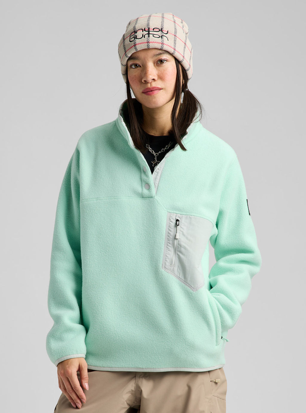 Women's Burton Cinder Fleece Pullover - Spring Frost - Burton Quarter Pullover Apparel - alternate view 3