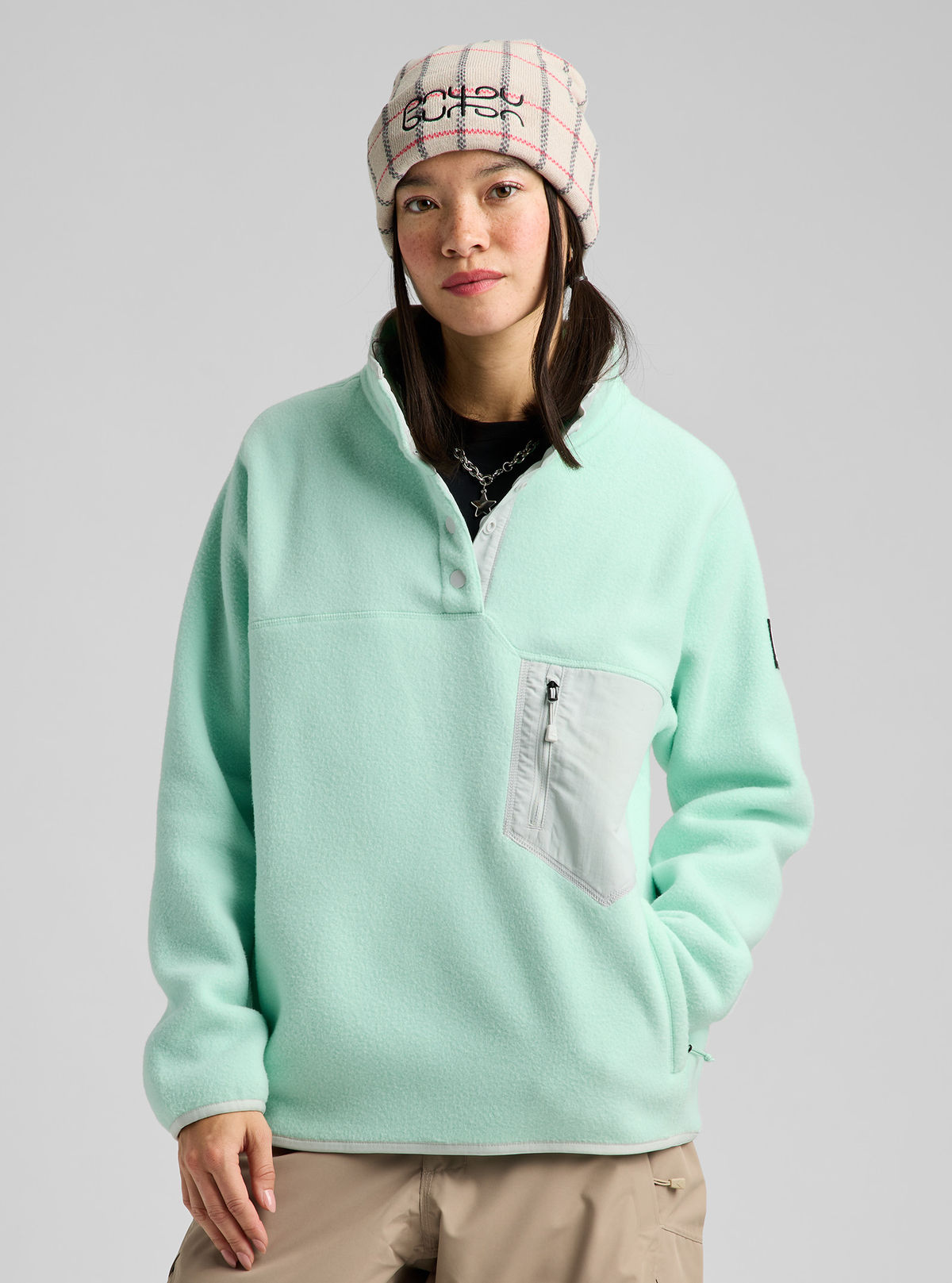 Women's Burton Cinder Fleece Pullover - Spring Frost - Burton Quarter Pullover Apparel - alternate view 3