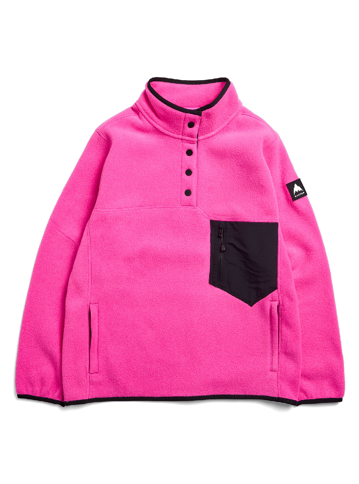 Women's Burton Cinder Fleece Pullover - Shockwave Pink/True Black - Burton Quarter Pullover Apparel