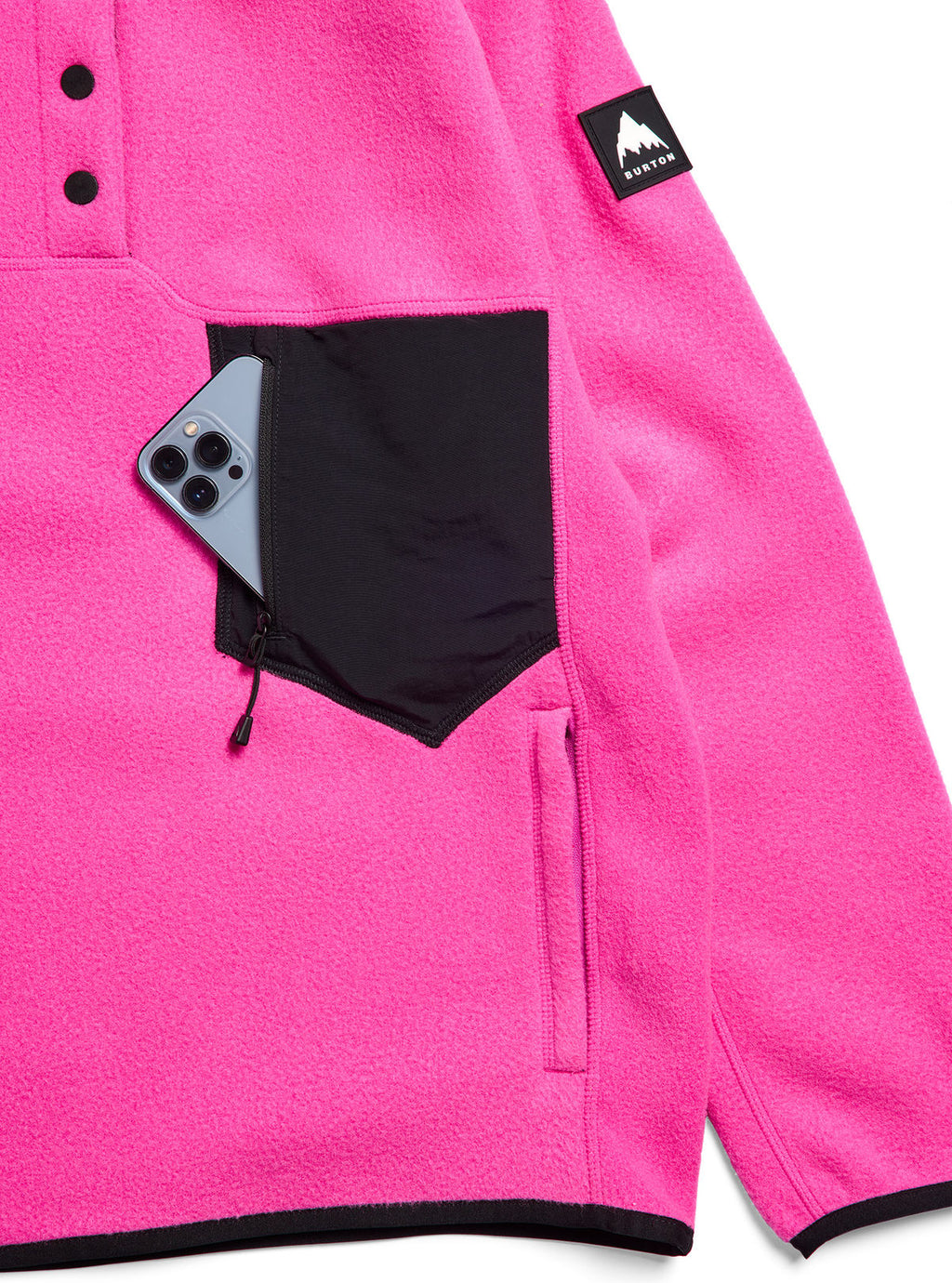 Women's Burton Cinder Fleece Pullover - Shockwave Pink/True Black - Burton Quarter Pullover Apparel - alternate view 5