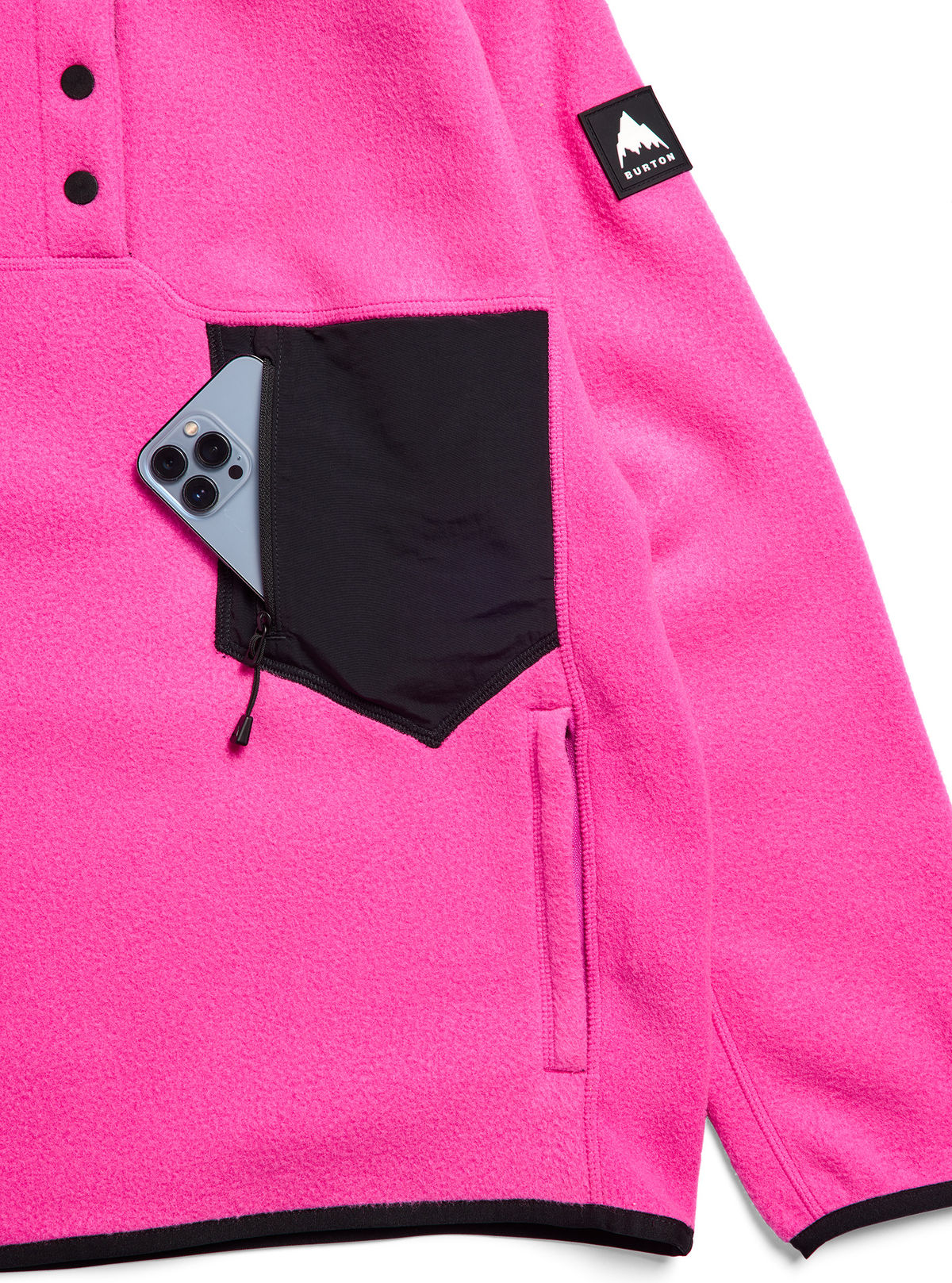 Women's Burton Cinder Fleece Pullover - Shockwave Pink/True Black - Burton Quarter Pullover Apparel - alternate view 5