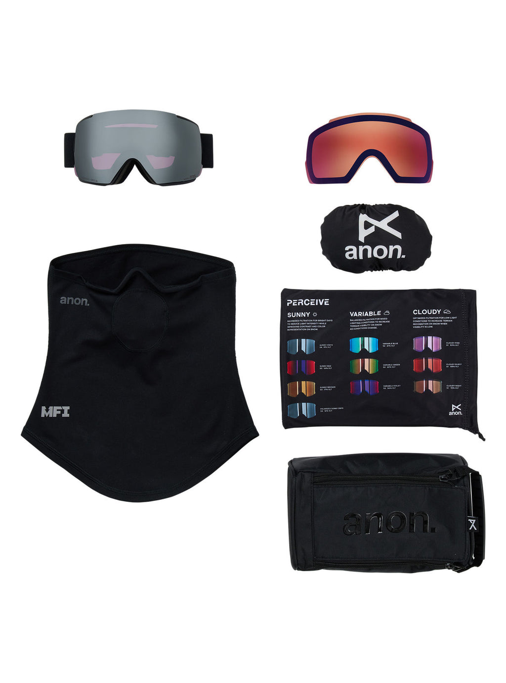 Anon M5 Goggles + Bonus Lens + MFI Face Mask - Smoke / Perceive Sunny Onyx - Anon Magnatech Goggle - alternate view 6