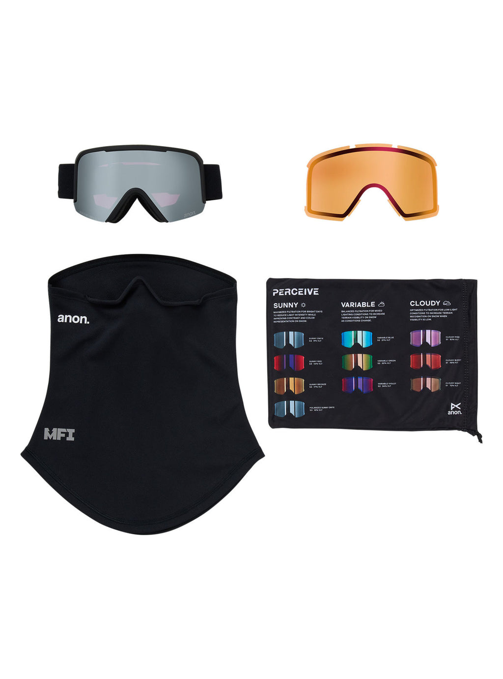 Anon Nesa Goggles + Bonus Lens + MFI Face Mask - Smoke / Perceive Sunny Onyx - Anon Traditional Goggle - alternate view 6