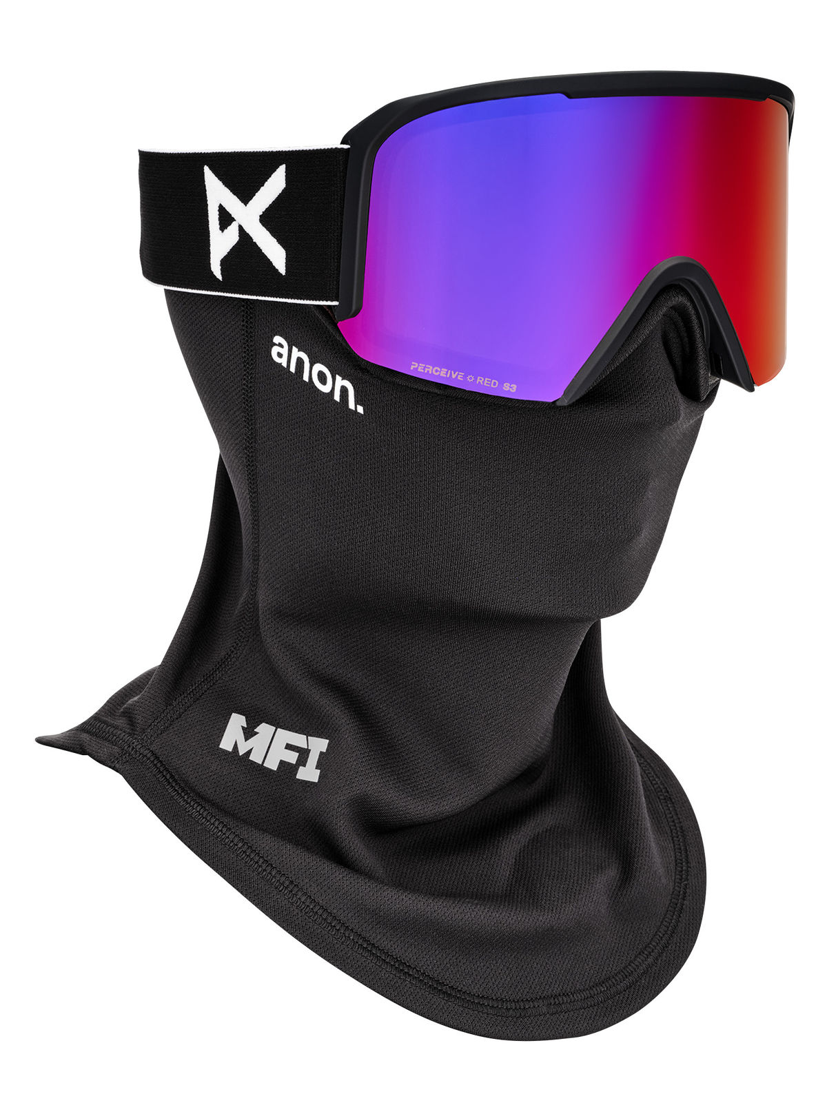 Anon Nesa Goggles + Bonus Lens + MFI Face Mask - Black / Perceive Sunny Red - Anon Traditional Goggle - alternate view 5