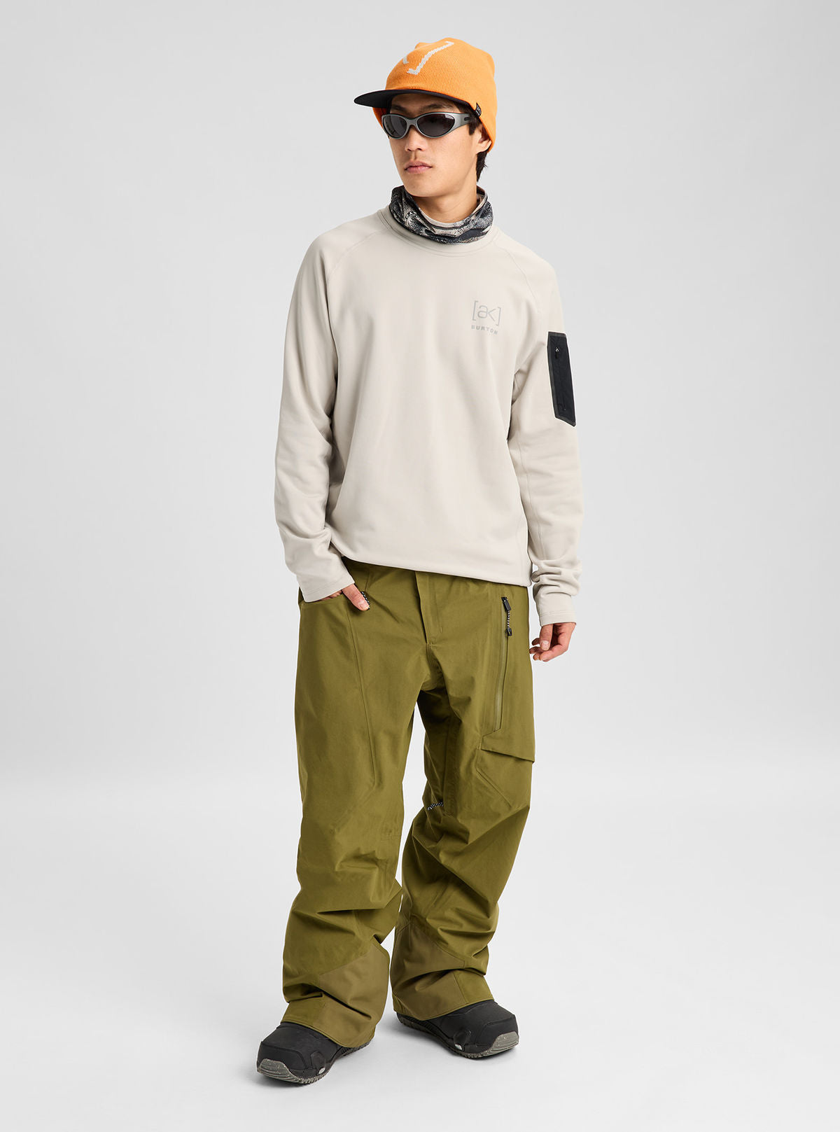 Men's Burton [ak] Baker Stretch Fleece Crew - Chinchilla Gray - Burton Crew Neck Mid - alternate view 2