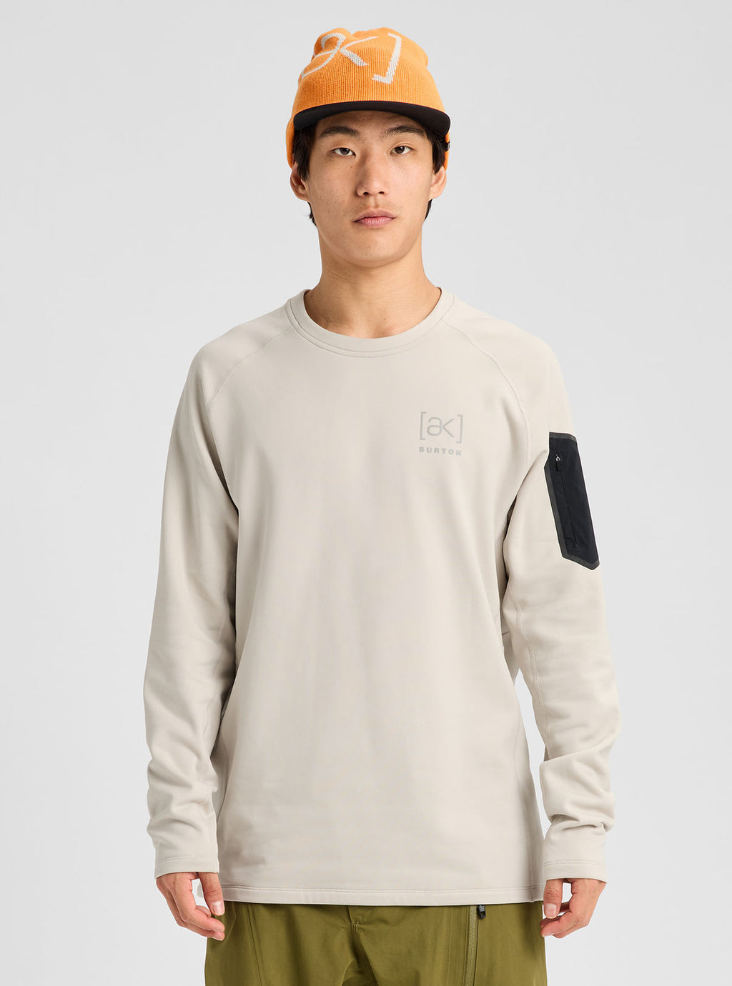Men's Burton [ak] Baker Stretch Fleece Crew - Chinchilla Gray - Burton Crew Neck Mid - alternate view 3