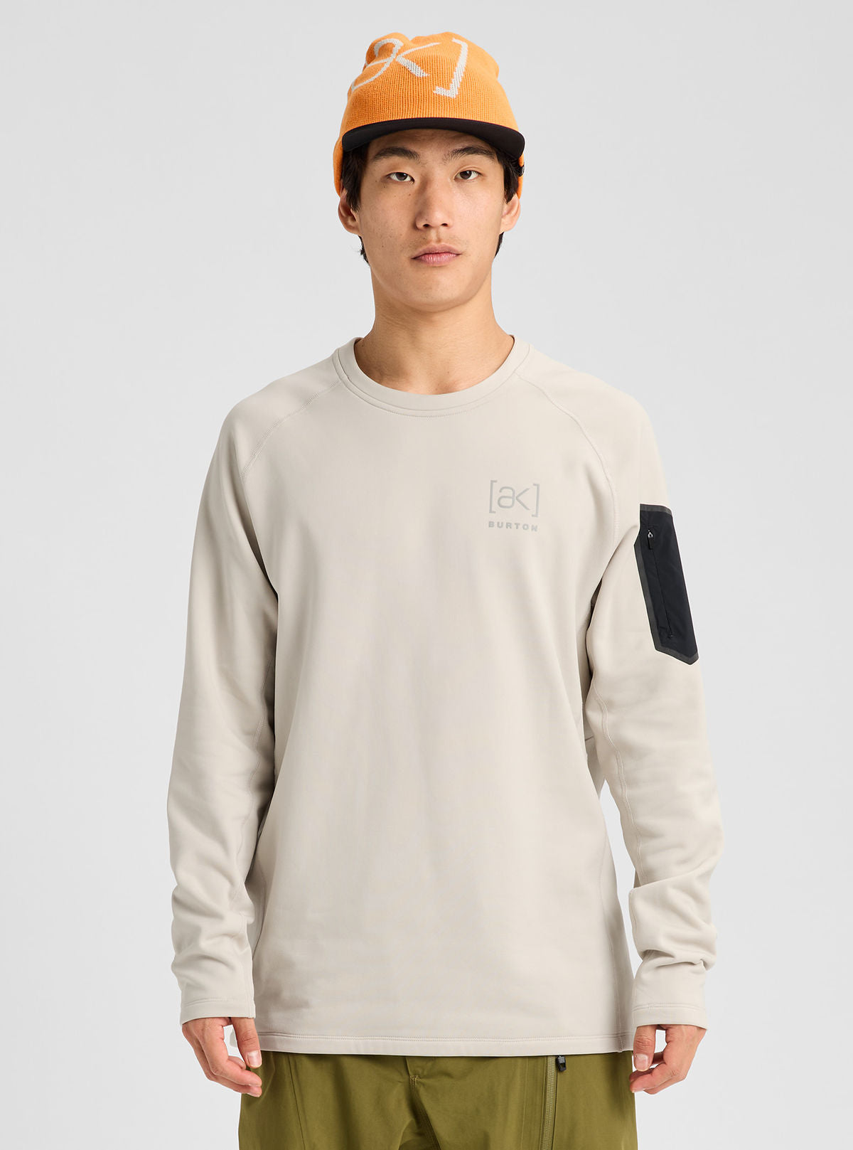 Men's Burton [ak] Baker Stretch Fleece Crew - Chinchilla Gray - Burton Crew Neck Mid - alternate view 3