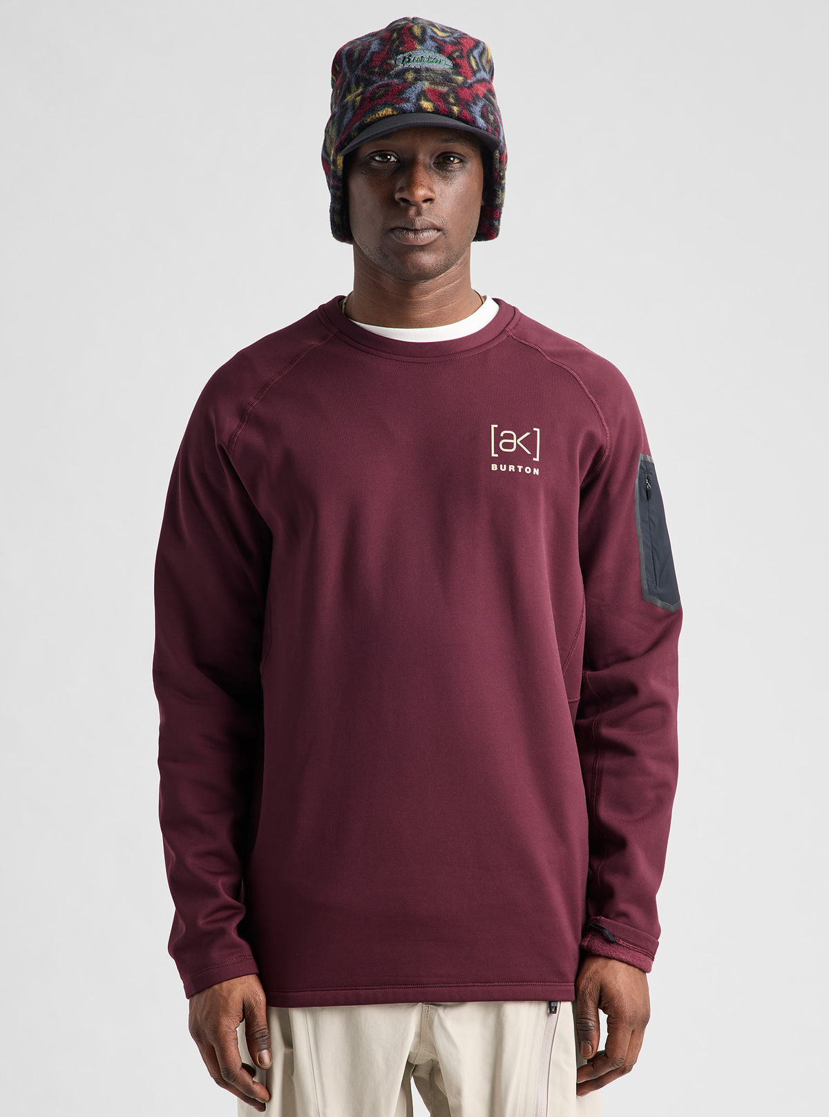 Men's Burton [ak] Baker Stretch Fleece Crew - Rum Raisin - Burton Crew Neck Mid - alternate view 3