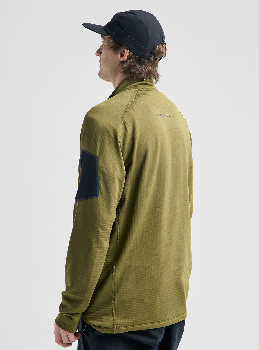 Men's Burton [ak] Helium Grid Fleece Half-Zip - Dried Moss - Burton Quarter Pullover Mid - alternate view 4