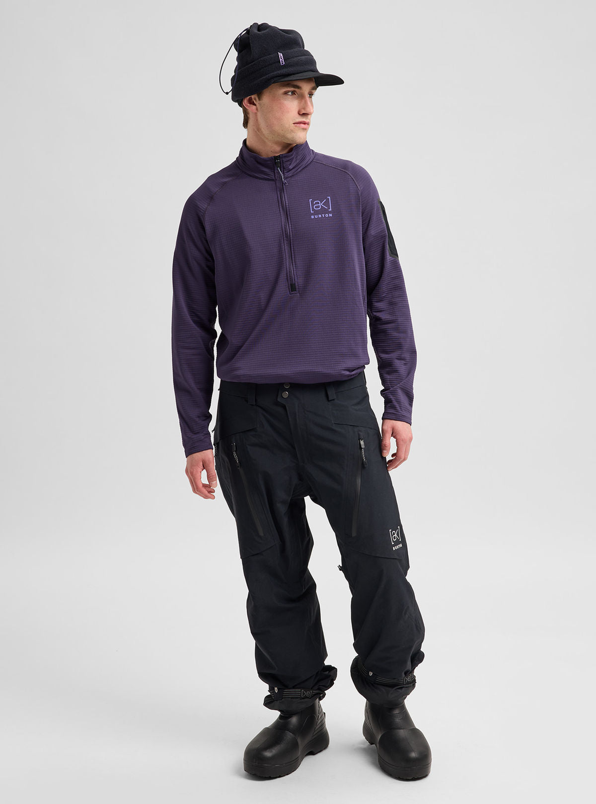 Men's Burton [ak] Helium Grid Fleece Half-Zip - Nightshade Purple - Burton Quarter Pullover Mid - alternate view 2