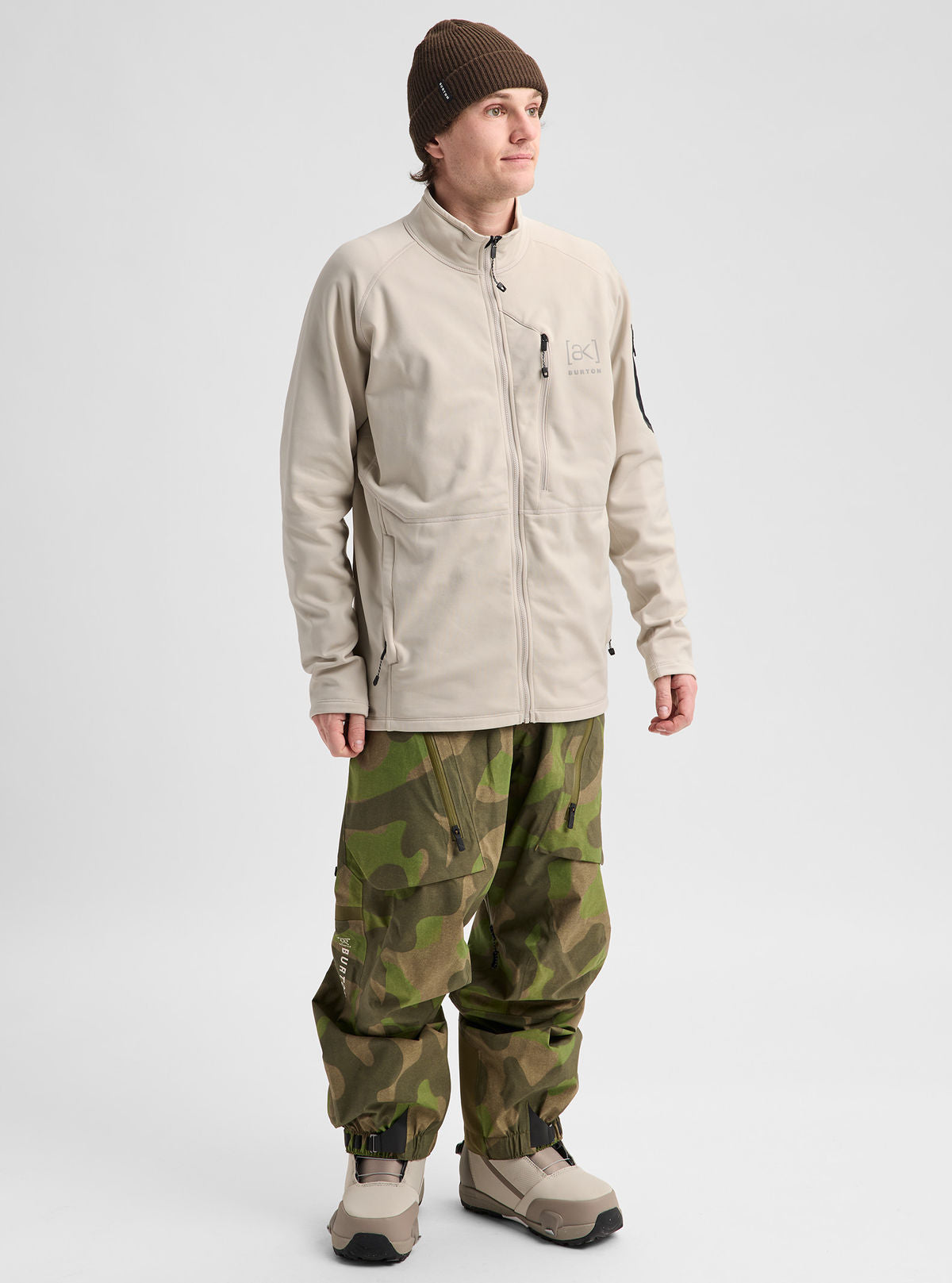 Men's Burton [ak] Baker Stretch Fleece Full-Zip - Chinchilla Gray - Burton Jacket Mid - alternate view 2
