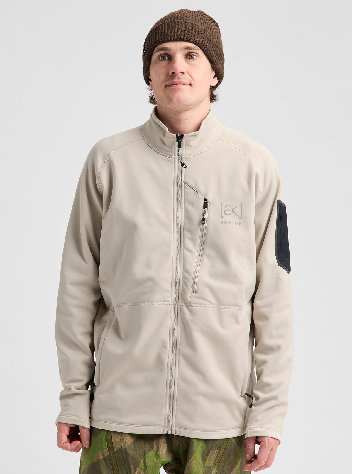 Men's Burton [ak] Baker Stretch Fleece Full-Zip - Chinchilla Gray - Burton Jacket Mid - alternate view 3