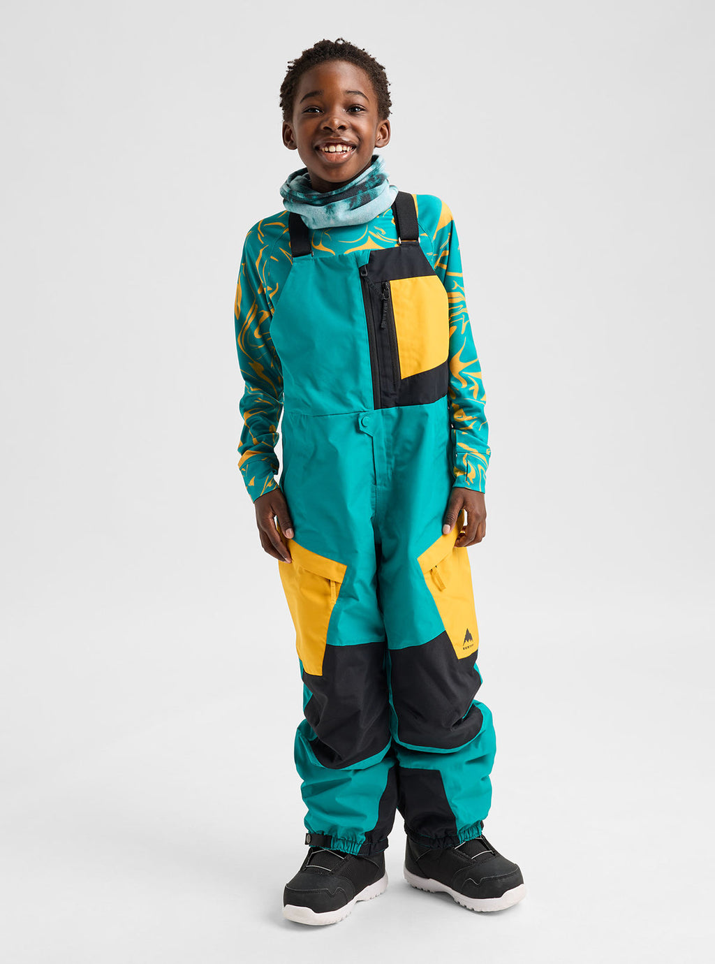Kids' Burton Powline GORE-TEX Bib Pants - Pacific Teal/Goldenrod/True Black - Burton Pants Outerwear - alternate view 2