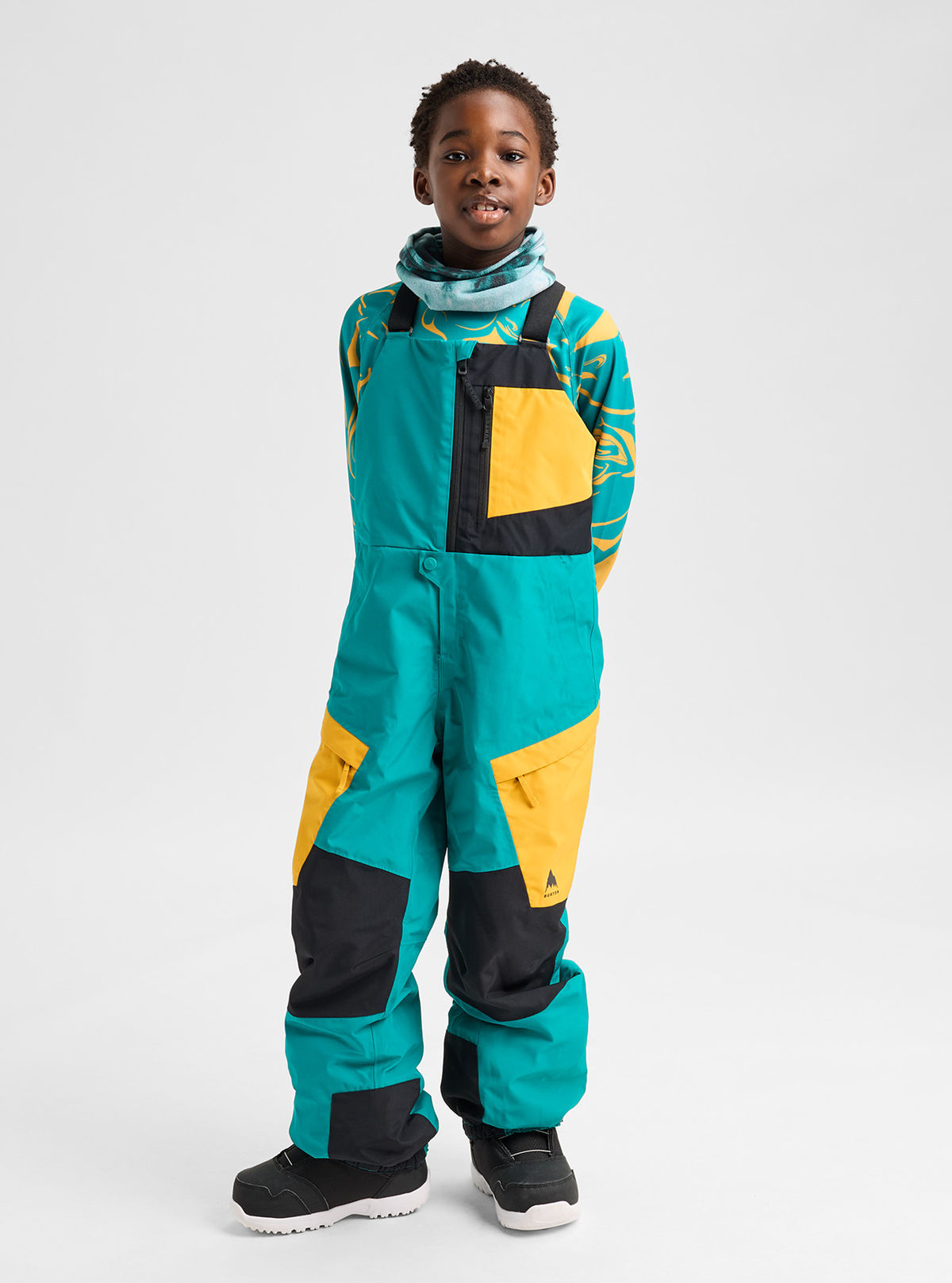 Kids' Burton Powline GORE-TEX Bib Pants - Pacific Teal/Goldenrod/True Black - Burton Pants Outerwear - alternate view 3