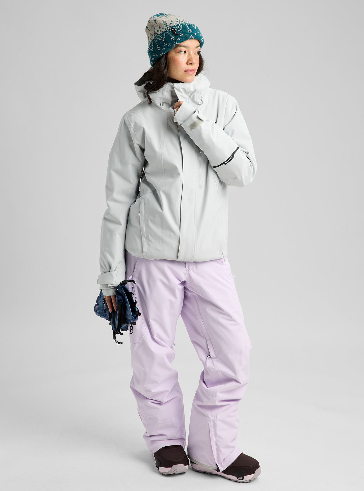 Women's Burton Reserve 2L Insulated Stretch Slim Jacket - Gray Cloud - Burton Jacket Outerwear - alternate view 2