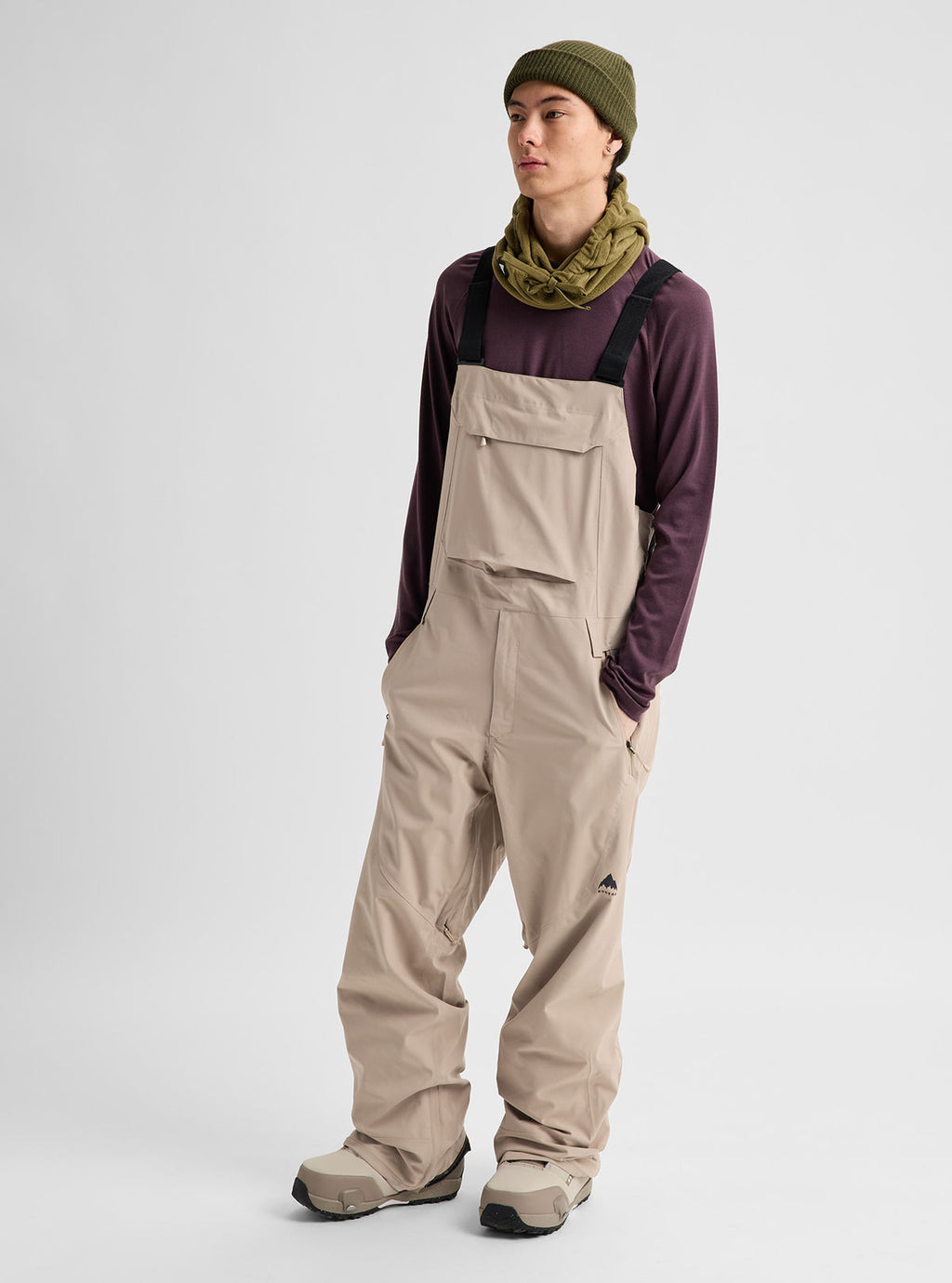 Men's Burton Reserve 2L Stretch Bib Pants - Summit Taupe - Burton Bibs Outerwear - alternate view 2