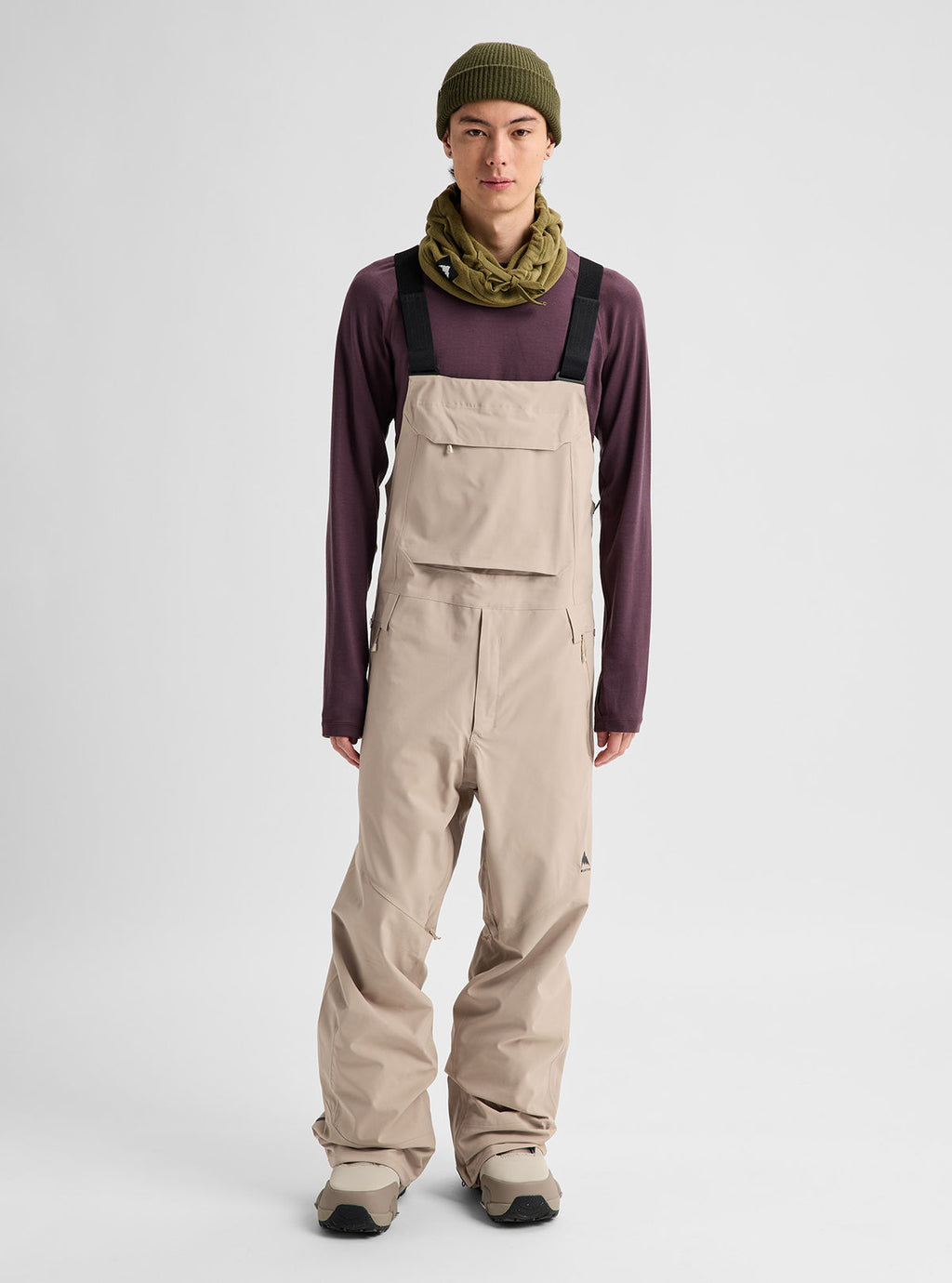 Men's Burton Reserve 2L Stretch Bib Pants - Summit Taupe - Burton Bibs Outerwear - alternate view 3