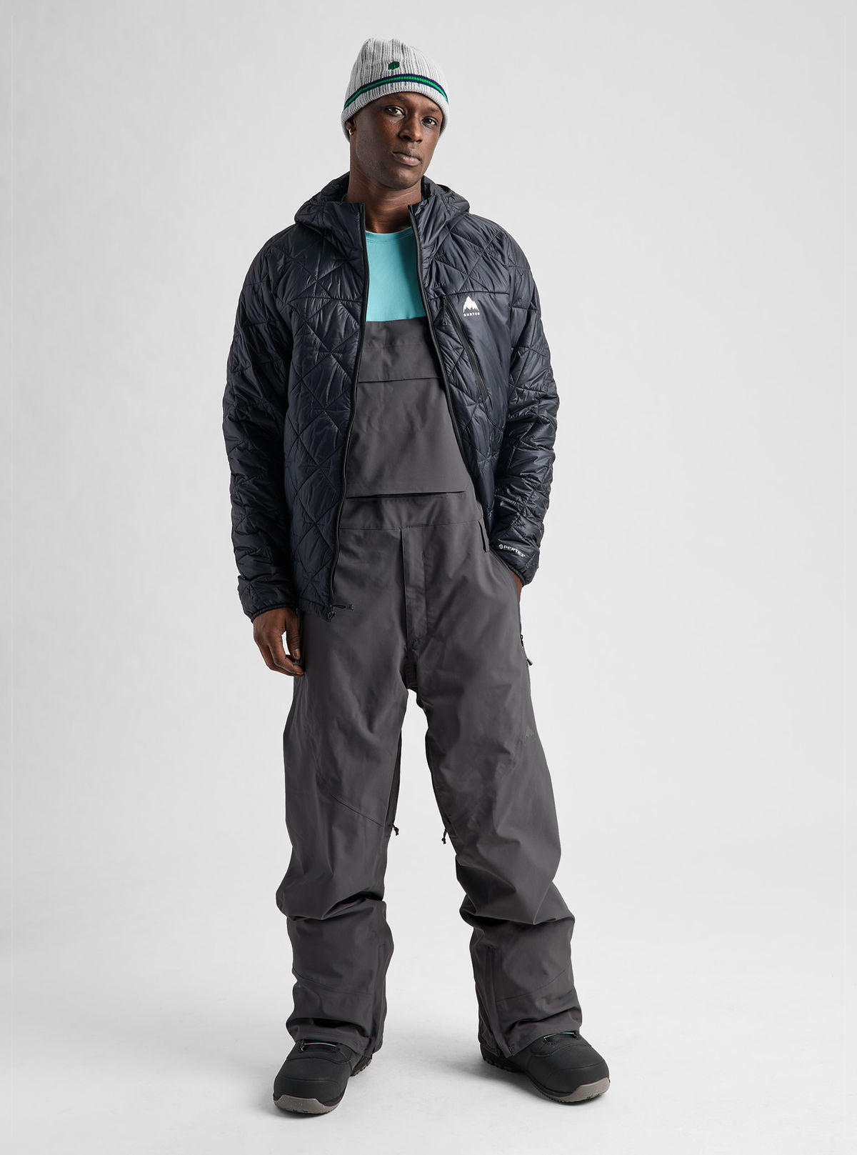 Men's Burton Reserve 2L Stretch Bib Pants - Gotham Gray - Burton Bibs Outerwear - alternate view 2