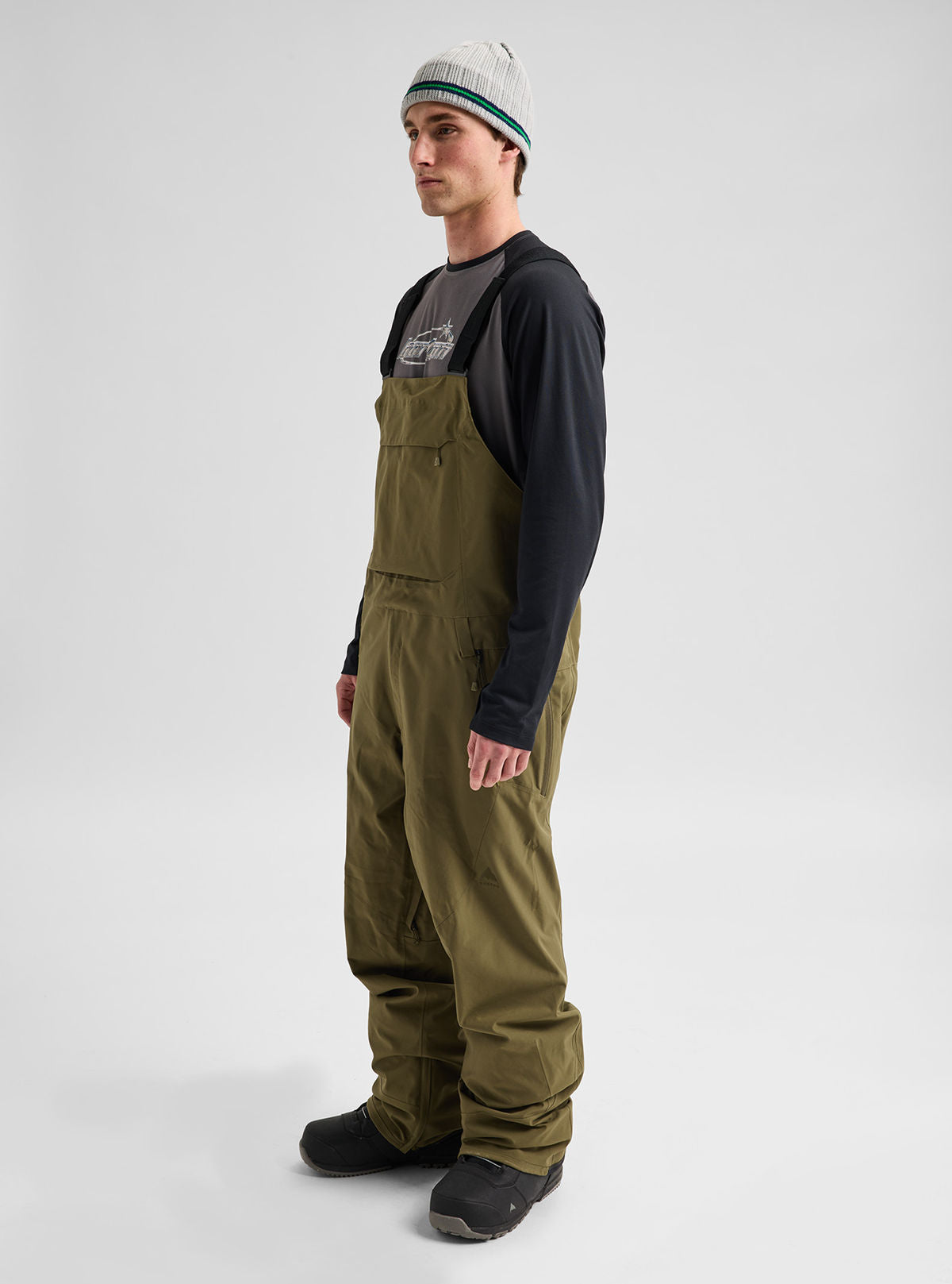 Men's Burton Reserve 2L Stretch Bib Pants - Dried Moss - Burton Bibs Outerwear - alternate view 2
