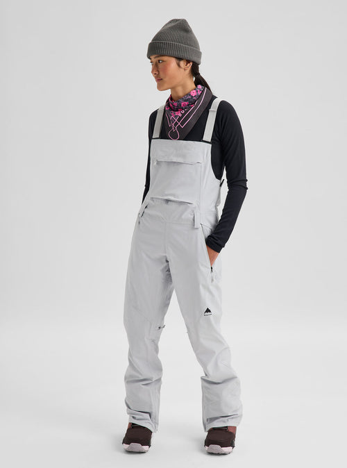 Women's Burton Reserve 2L Stretch Bib Pants - Gray Cloud Regular - Burton Bibs Outerwear