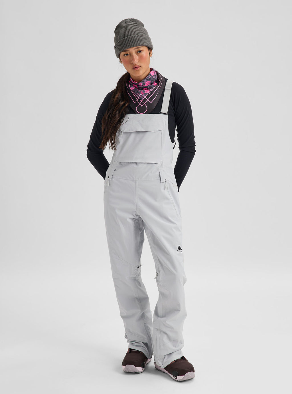 Women's Burton Reserve 2L Stretch Bib Pants - Gray Cloud - Burton Bibs Outerwear - alternate view 3