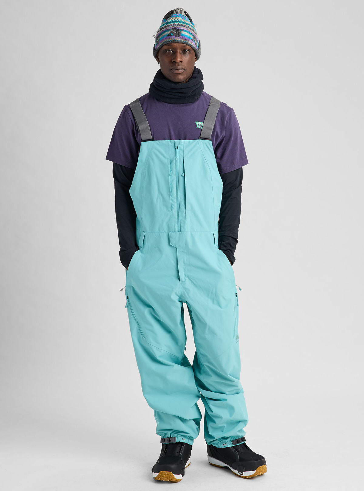 Men's Burton Reserve 2L Relaxed Bib Pants - Mineral Blue - Burton Bibs Outerwear - alternate view 2