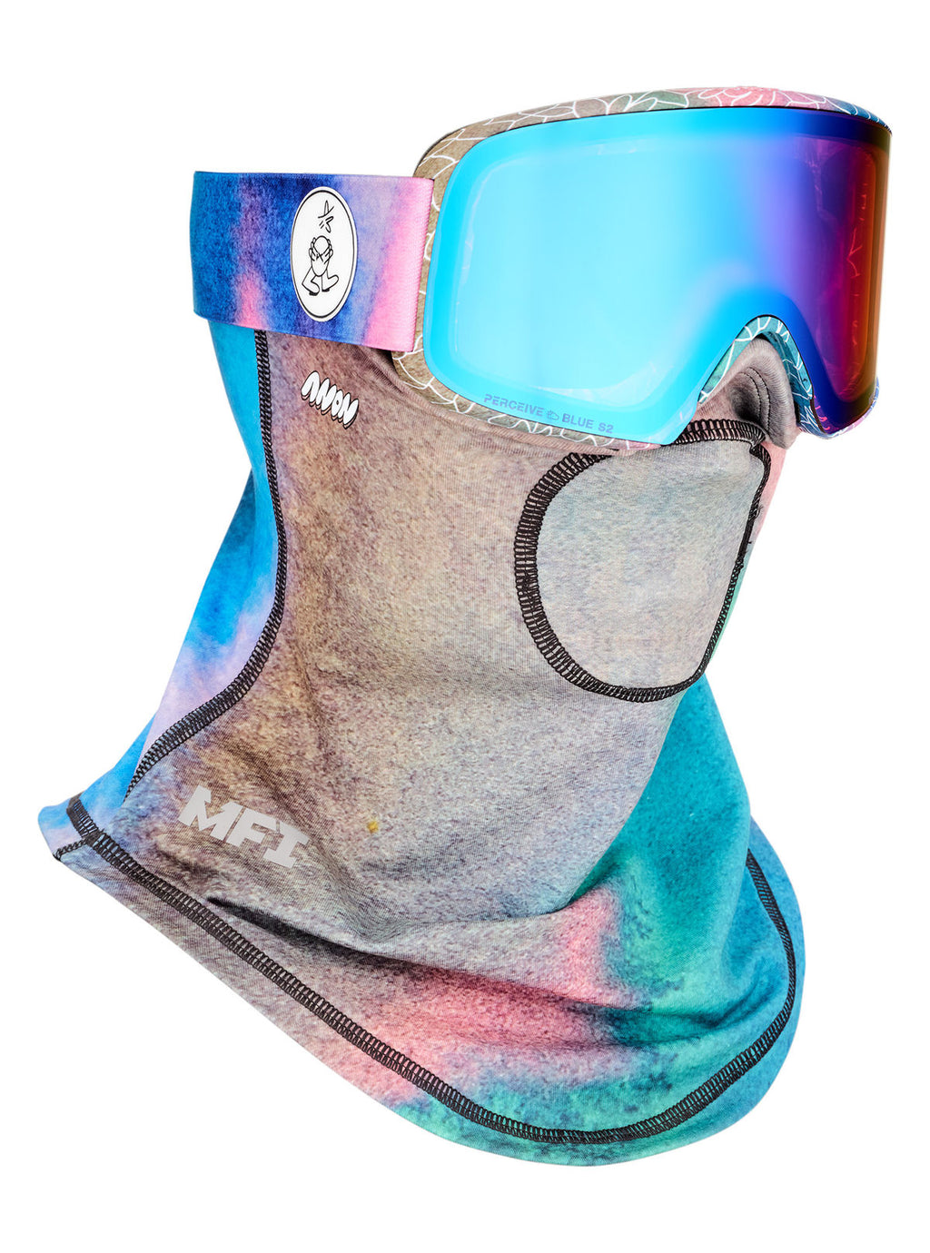 Anon M6 Goggles + Bonus Lens + MFI Face Mask - Lb Watercolor / Perceive Variable Blue - Anon Magnatech Goggle - alternate view 5