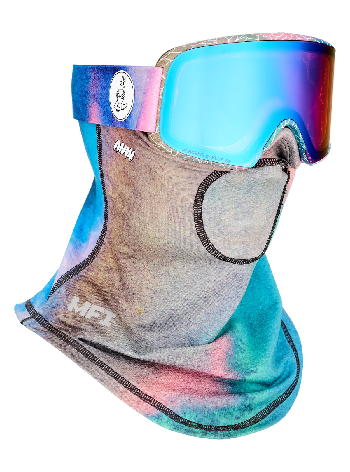 Anon M6 Goggles + Bonus Lens + MFI Face Mask - Lb Watercolor / Perceive Variable Blue - Anon Magnatech Goggle - alternate view 5