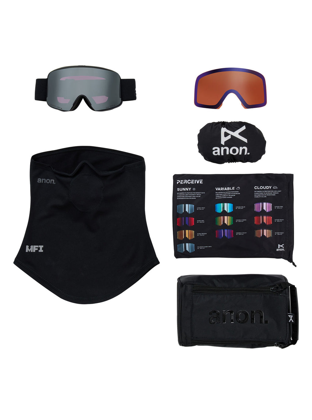 Anon M6 Goggles + Bonus Lens + MFI Face Mask - Smoke / Perceive Sunny Onyx - Anon Magnatech Goggle - alternate view 6