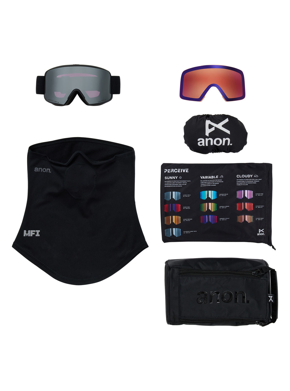 Anon M6S Goggles + Bonus Lens + MFI Face Mask - Smoke / Perceive Sunny Onyx - Anon Magnatech Goggle - alternate view 6