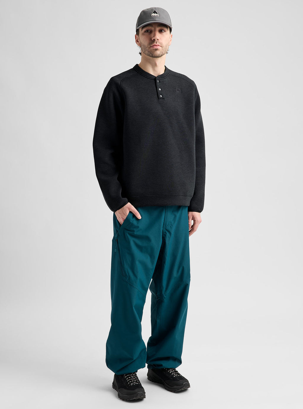 Men's Burton SpaceCloud Henley - True Black Heather - Burton Quarter Pullover Apparel - alternate view 2