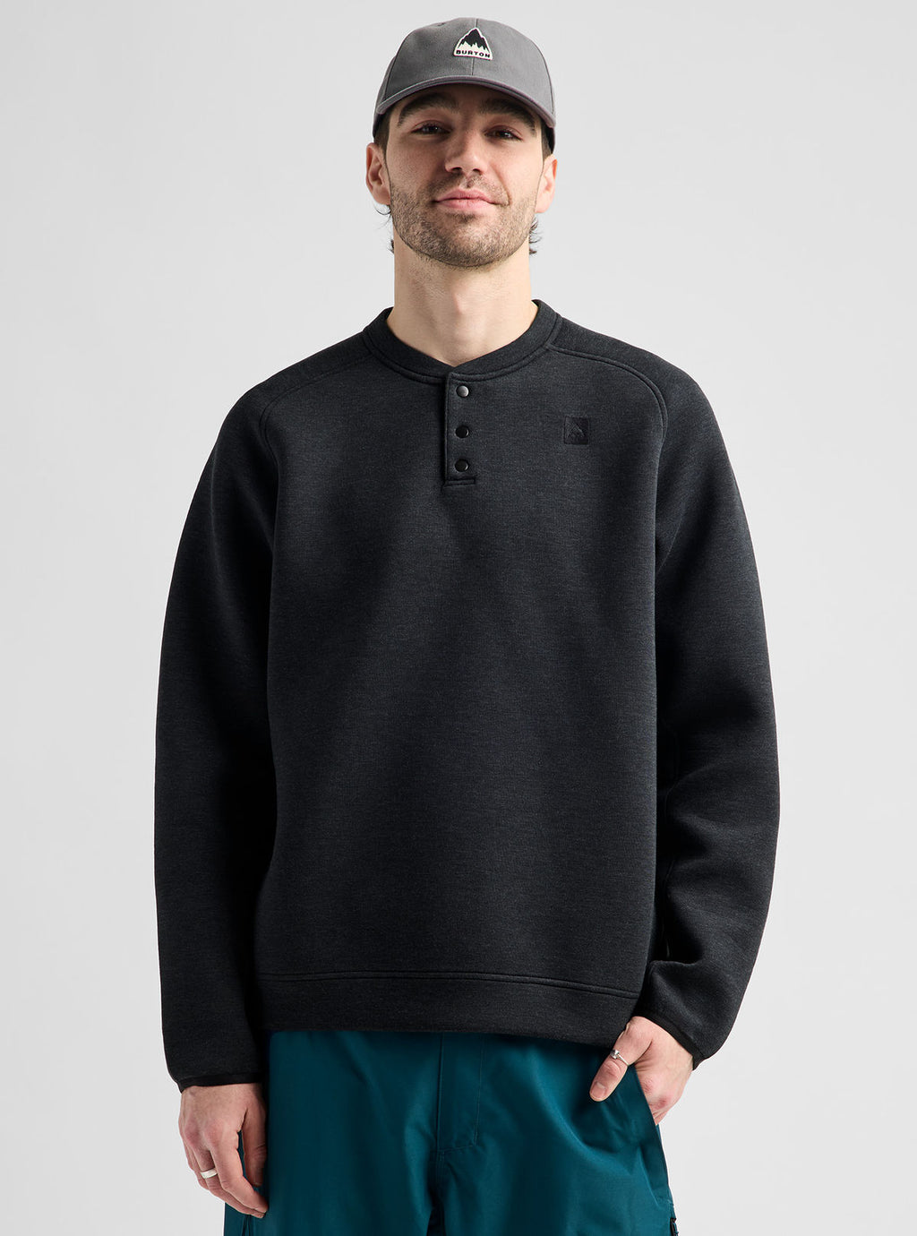 Men's Burton SpaceCloud Henley - True Black Heather - Burton Quarter Pullover Apparel - alternate view 3